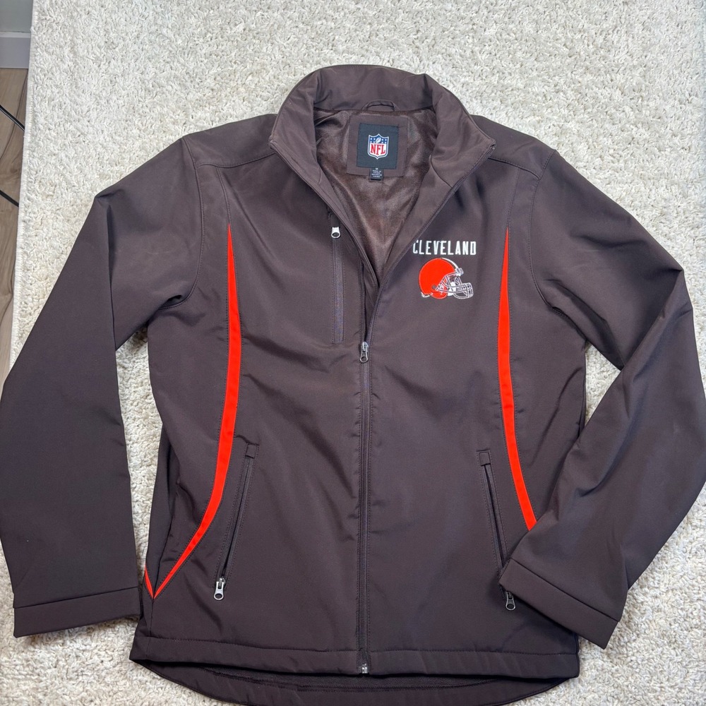 NFL Cleveland Browns G-III Softshell Jacket Mens Medium Brown Orange Full‎ Zip
